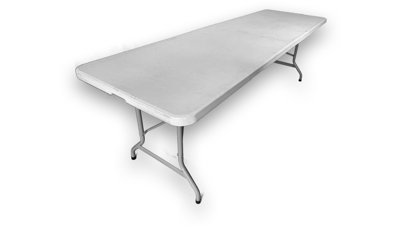 Eckige Tische mieten bei Ihrem Mobiliarverleih und Eventausstatter! Dieser Bankett Tisch 240 cm eignet sich besonders für lange Tafeln.